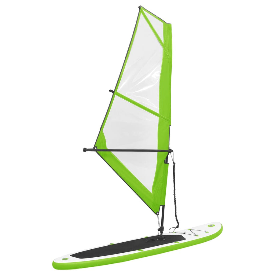 Stand Up Paddleboard Opblaasbaar Met Zeilset Groen En Wit 330 x 72 x 10 cm