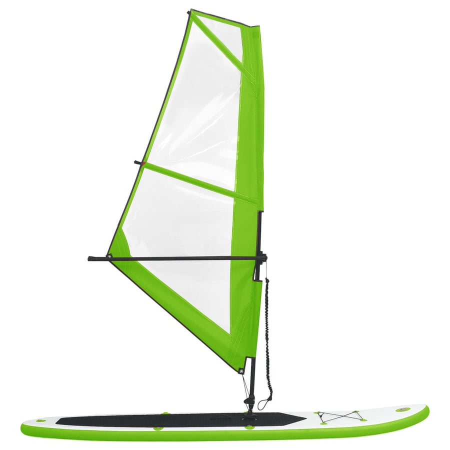 Stand Up Paddleboard Opblaasbaar Met Zeilset Groen En Wit 330 x 72 x 10 cm