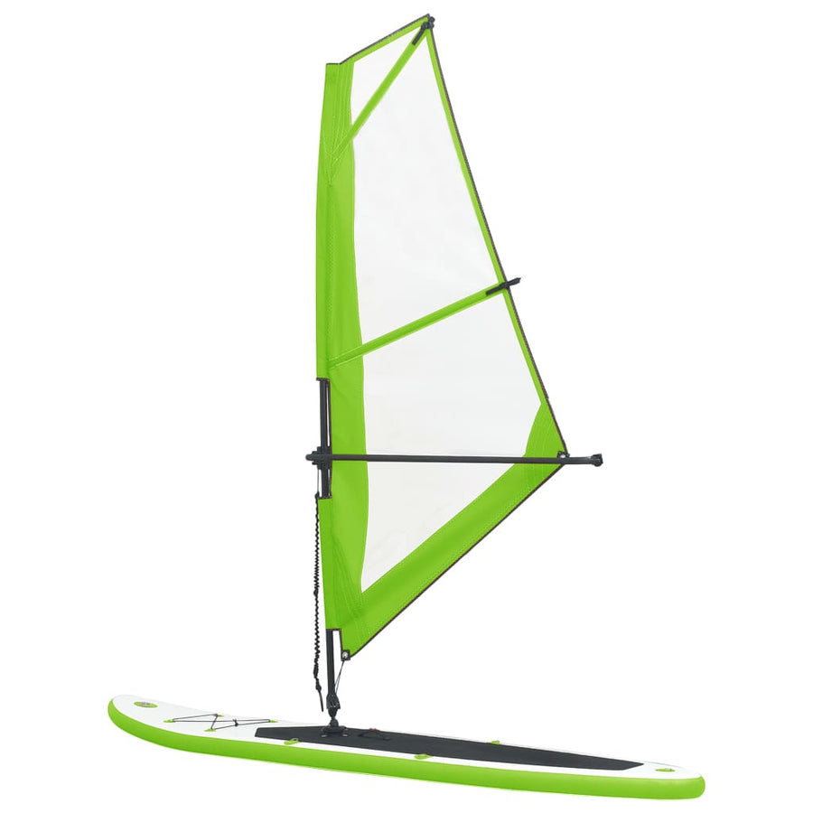Stand Up Paddleboard Opblaasbaar Met Zeilset Groen En Wit 330 x 72 x 10 cm