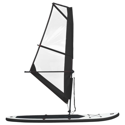 Stand Up Paddleboard Opblaasbaar Met Zeilset Zwart En Wit