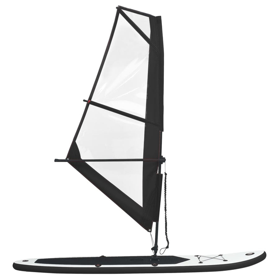Stand Up Paddleboard Opblaasbaar Met Zeilset Zwart En Wit