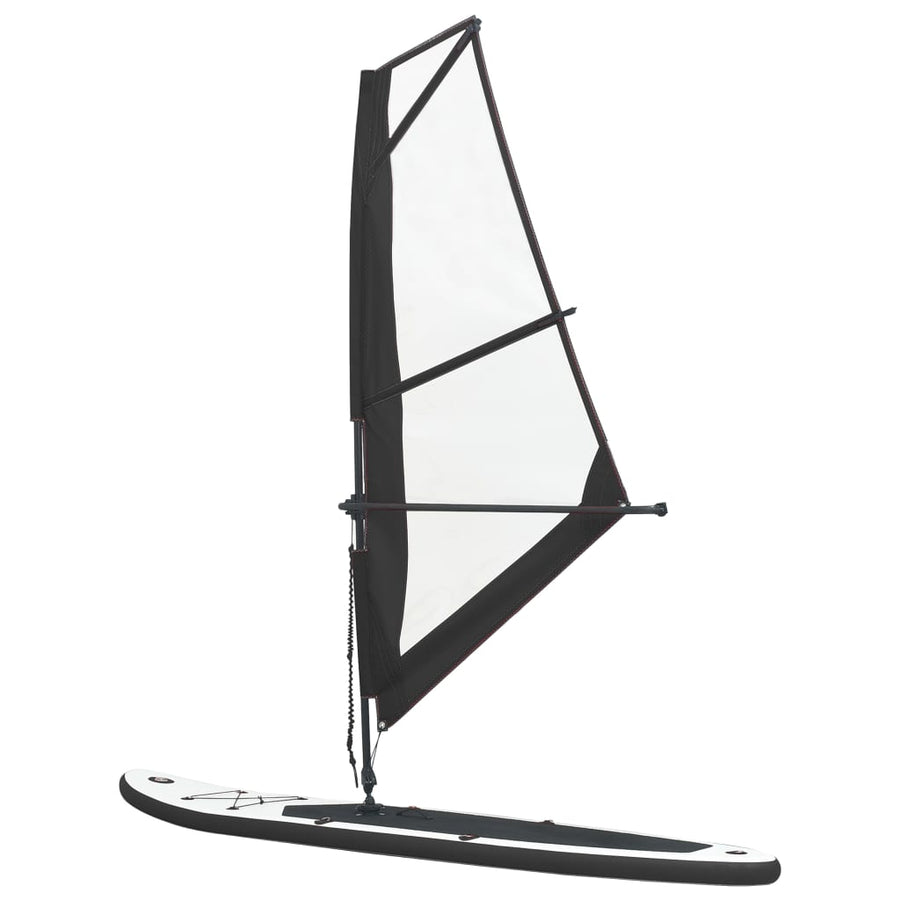 Stand Up Paddleboard Opblaasbaar Met Zeilset Zwart En Wit