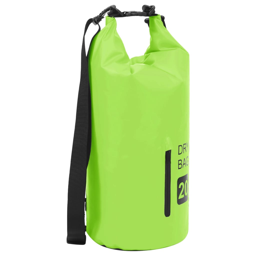 Drybag met rits 20 L PVC groen