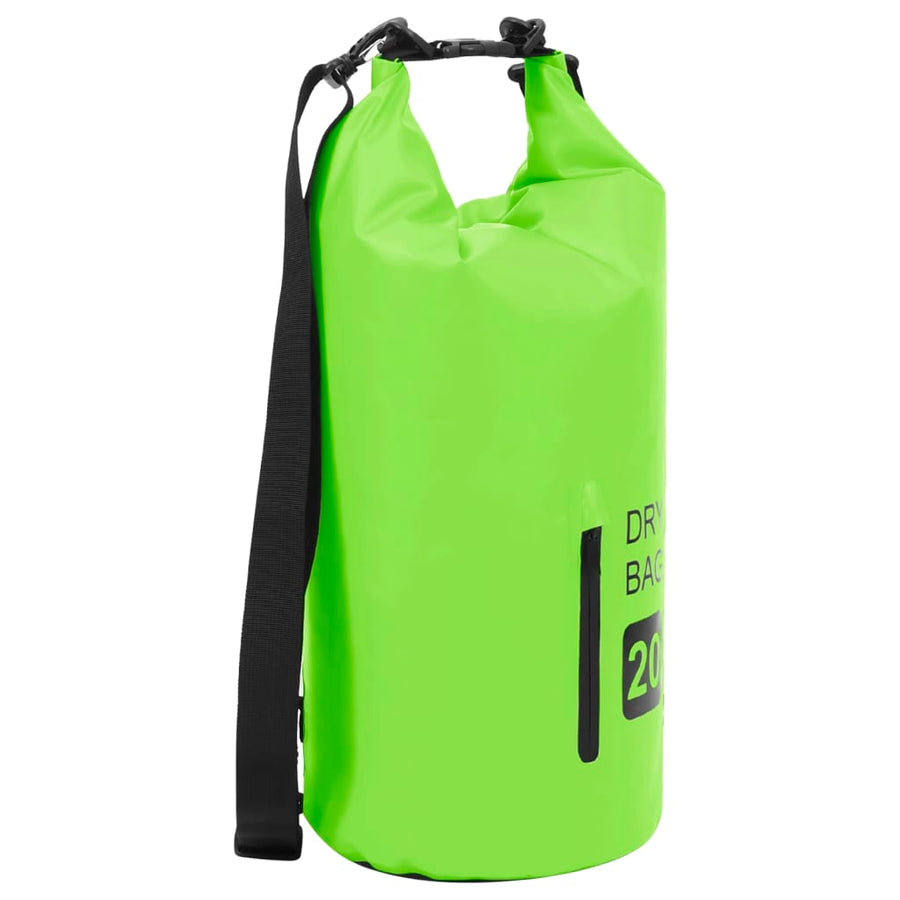 Drybag met rits 20 L PVC groen