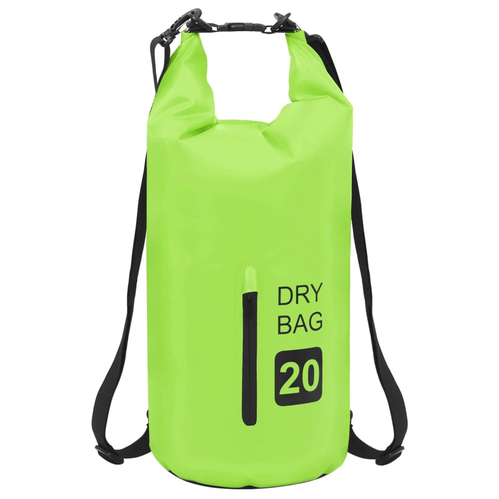 Drybag met rits 20 L PVC groen