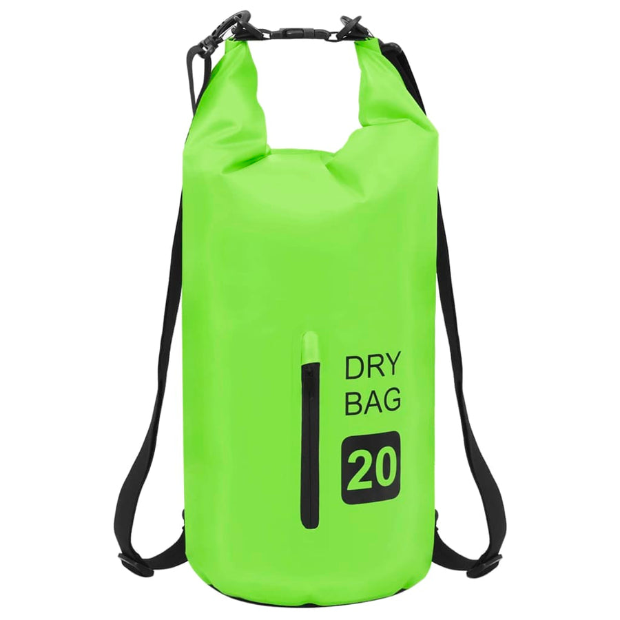 Drybag met rits 20 L PVC groen