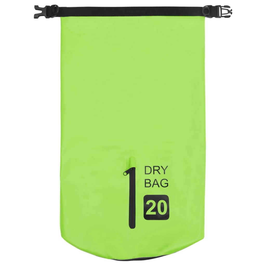 Drybag met rits 20 L PVC groen