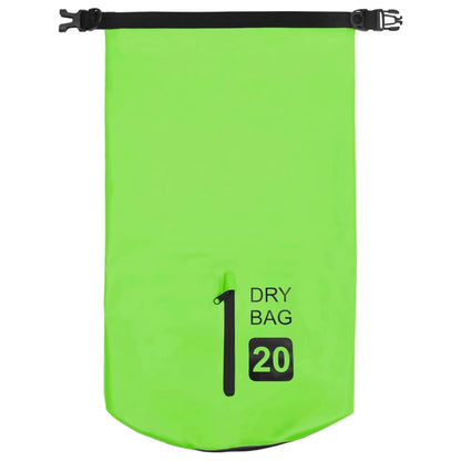 Drybag met rits 20 L PVC groen
