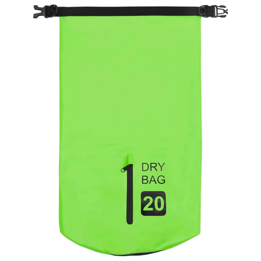 Drybag met rits 20 L PVC groen