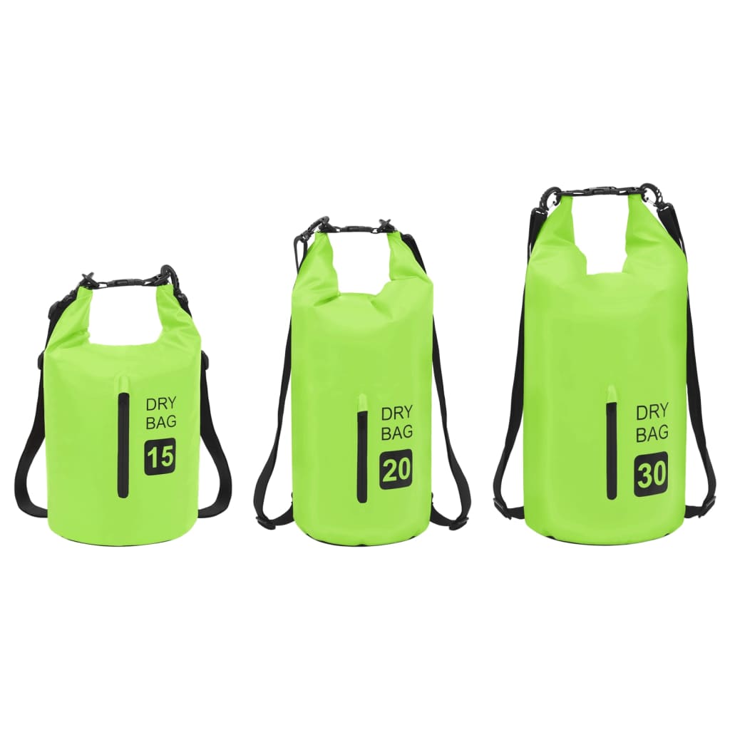 Drybag met rits 20 L PVC groen