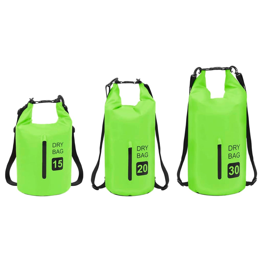 Drybag met rits 20 L PVC groen