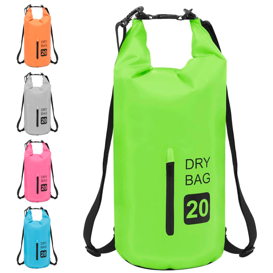 Drybag met rits 20 L PVC groen