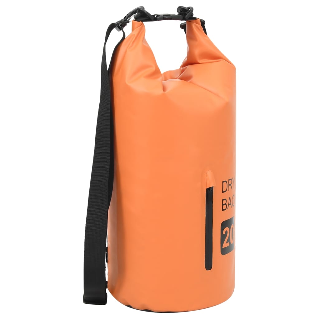 Drybag met rits 20 L PVC oranje