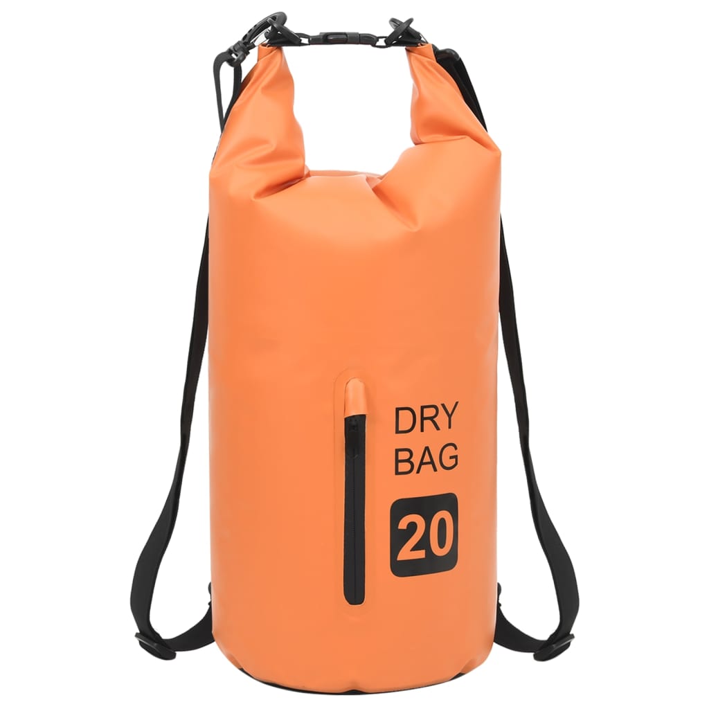 Drybag met rits 20 L PVC oranje