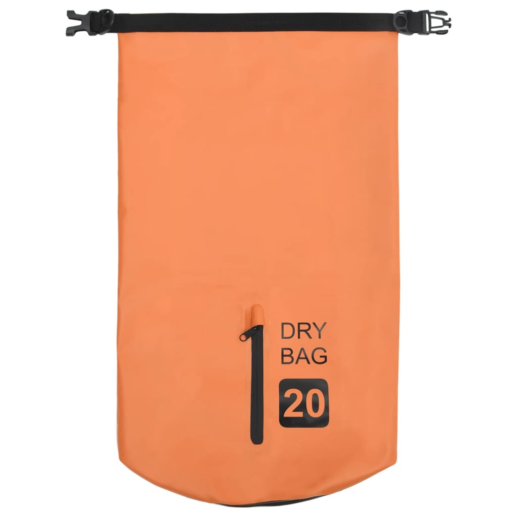 Drybag met rits 20 L PVC oranje
