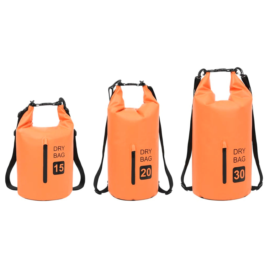 Drybag met rits 20 L PVC oranje