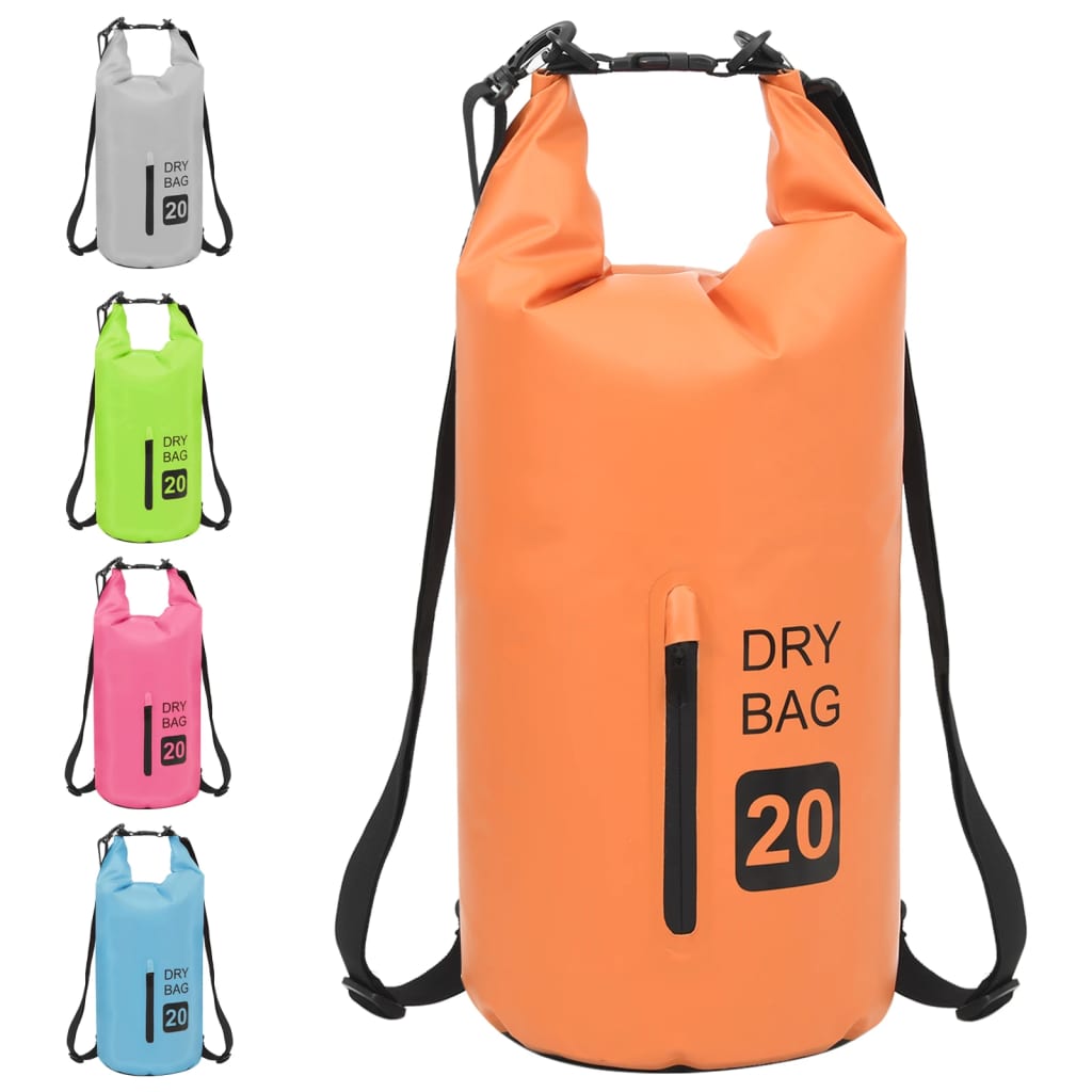 Drybag met rits 20 L PVC oranje