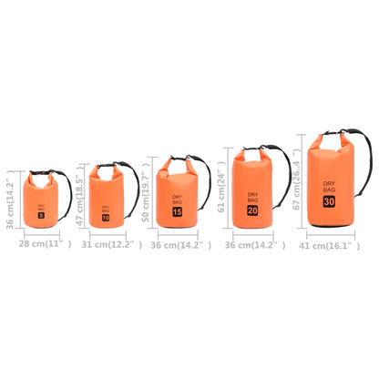 Drybag 15 L PVC oranje