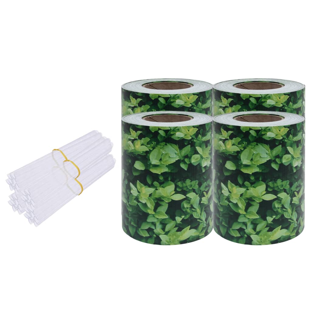 Tuinschermen 4 st 35x0,19 m PVC groen 140 x 0.19 m Bladpatroon