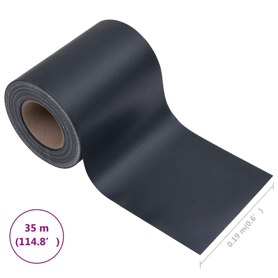 Tuinscherm 35x0,19 m PVC mat donkergrijs 35 x 0.19 m Donkergrijs