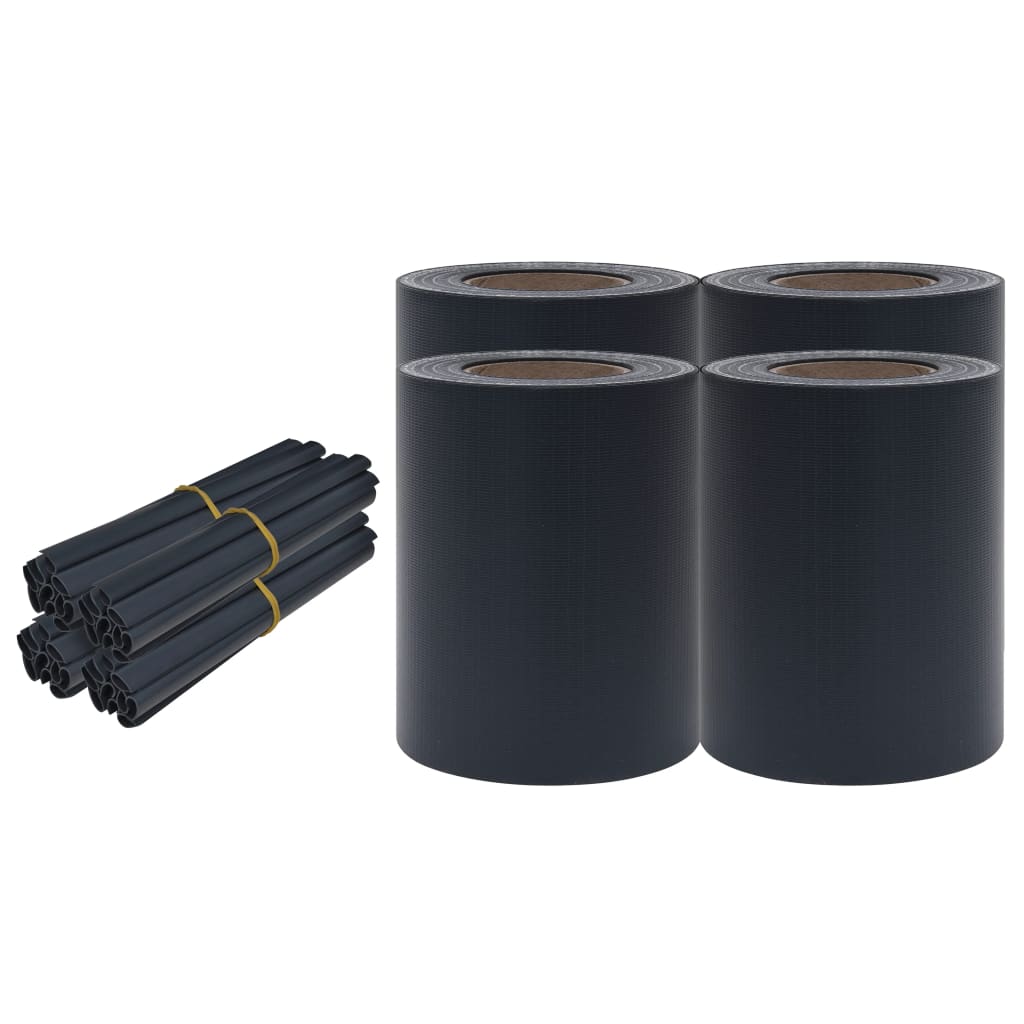 Tuinschermen 4 st 35x0,19 m PVC mat donkergrijs 140 x 0.19 m Donkergrijs