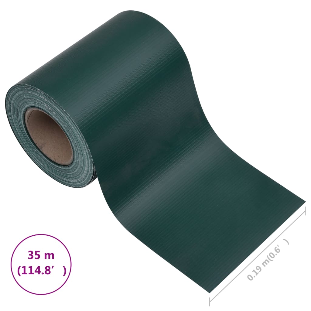 Tuinscherm 35x0,19 m PVC matgroen 35 x 0.19 m matte green