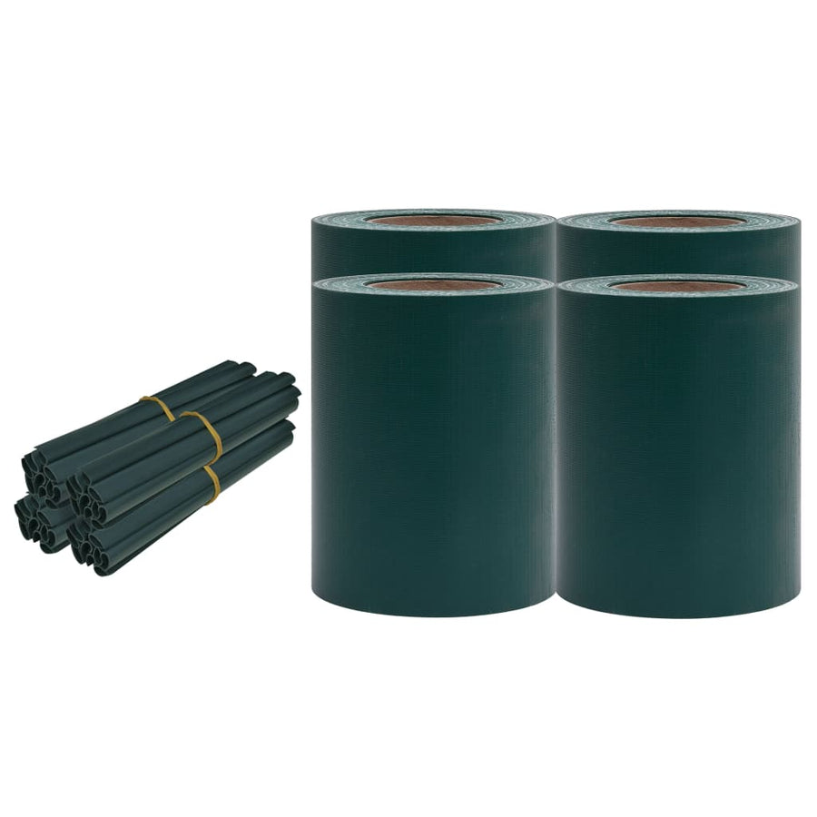Tuinschermen 4 st 35x0,19 m PVC matgroen 140 x 0.19 m matte green