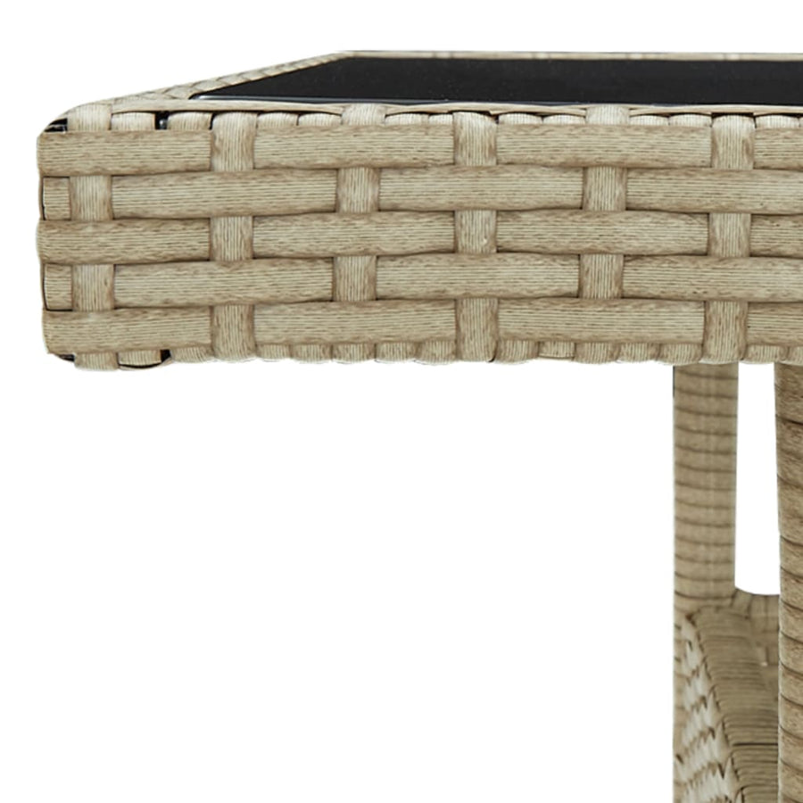 Tuintafel Poly Rattan En Glas Beige