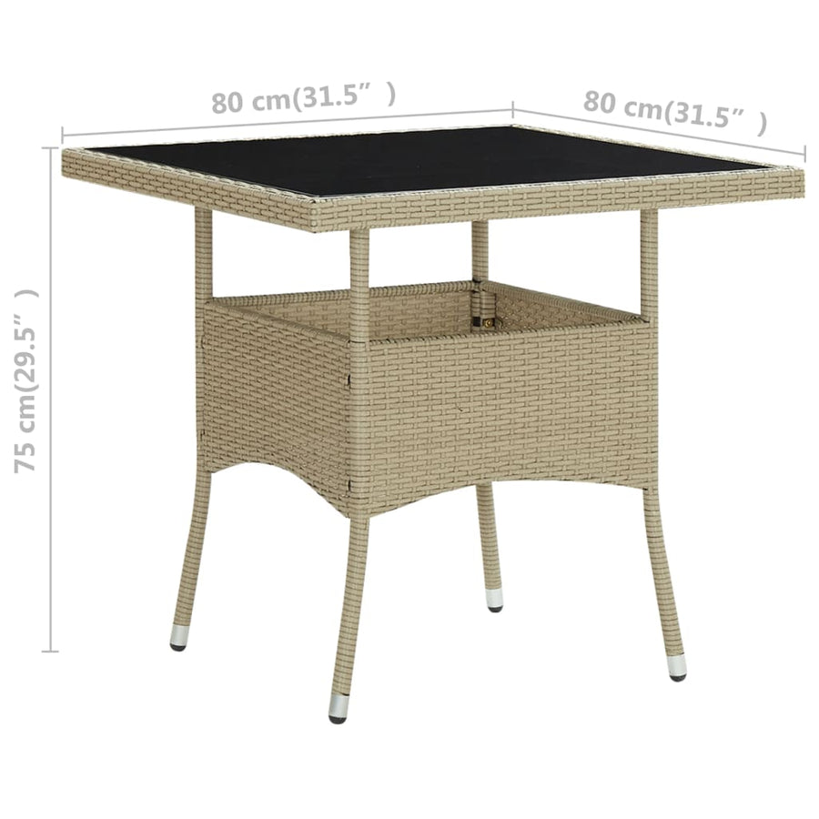 Tuintafel Poly Rattan En Glas Beige