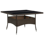 Garden table poly rattan and glass brown