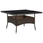 Garden table poly rattan and glass brown