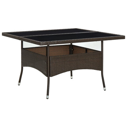 Tuintafel Poly Rattan En Glas Bruin 1