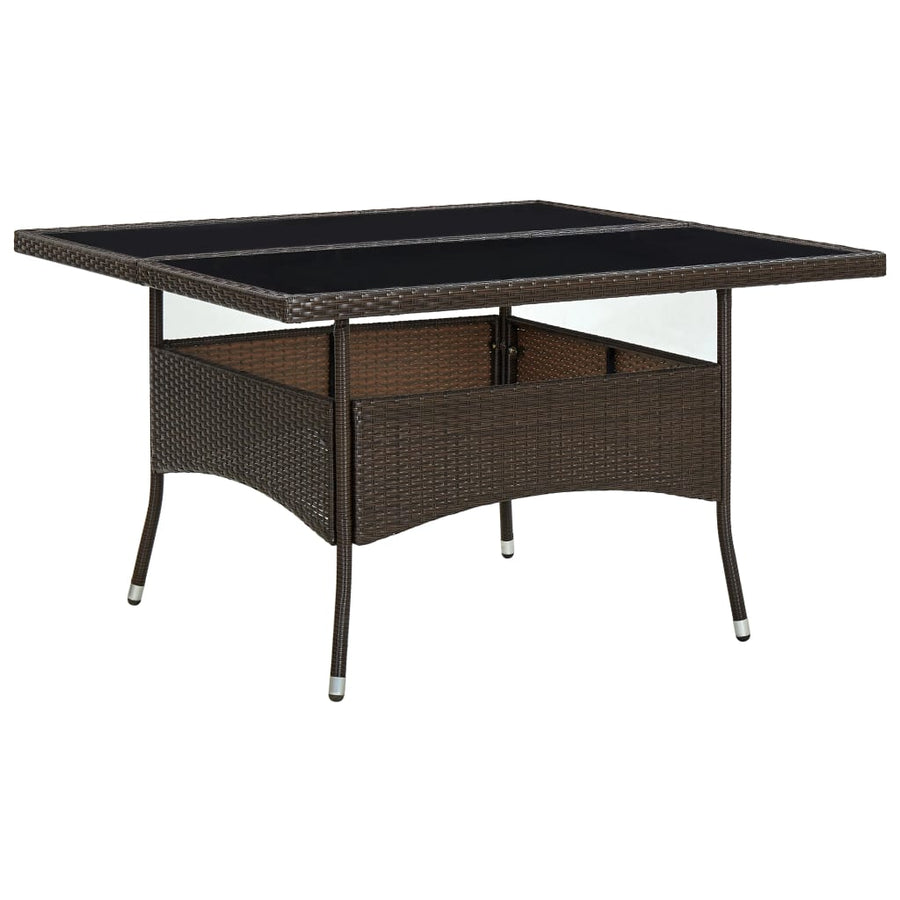 Tuintafel Poly Rattan En Glas Bruin 1