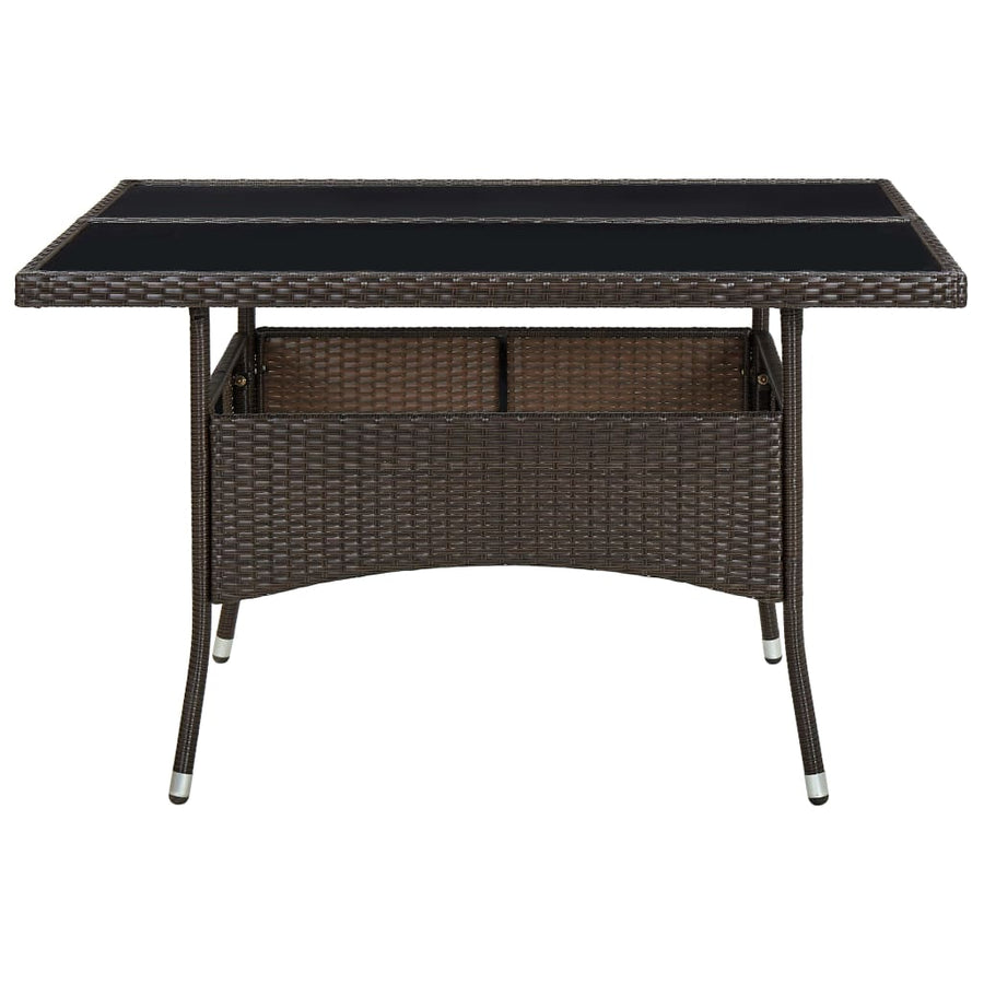 Tuintafel Poly Rattan En Glas Bruin 1