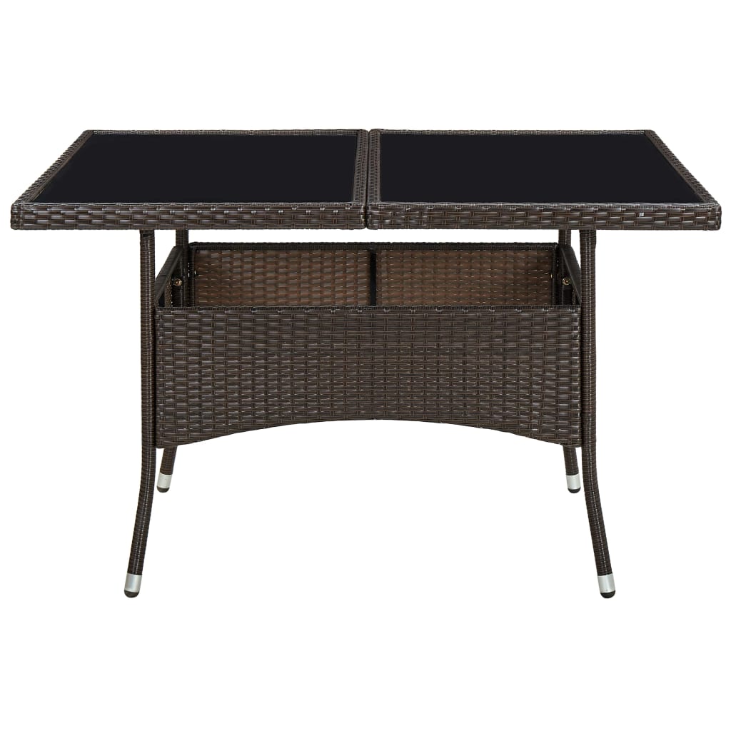 Tuintafel Poly Rattan En Glas Bruin 1