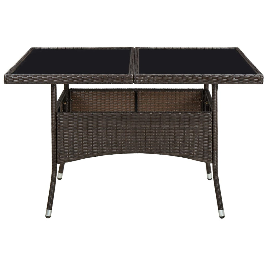 Tuintafel Poly Rattan En Glas Bruin 1