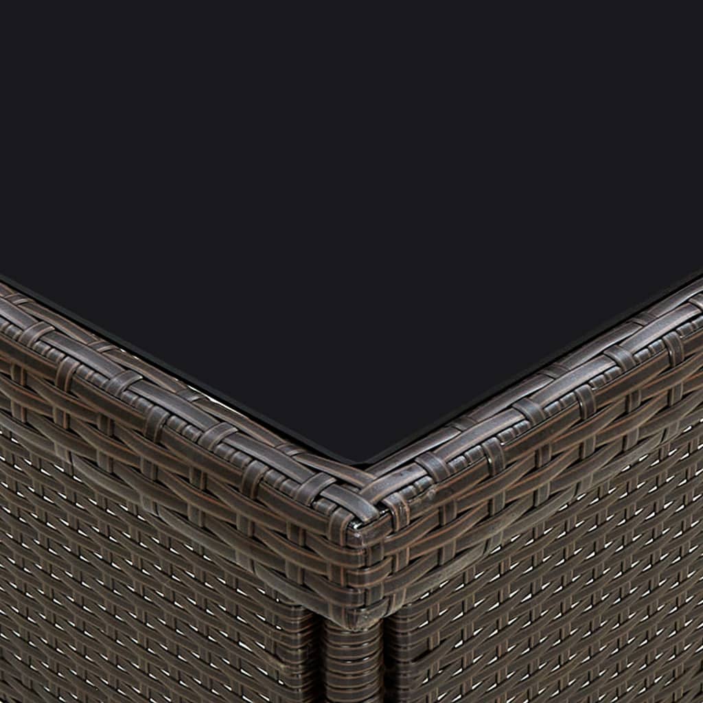Tuintafel Poly Rattan En Glas Bruin 1