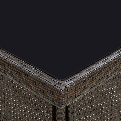 Tuintafel Poly Rattan En Glas Bruin 1
