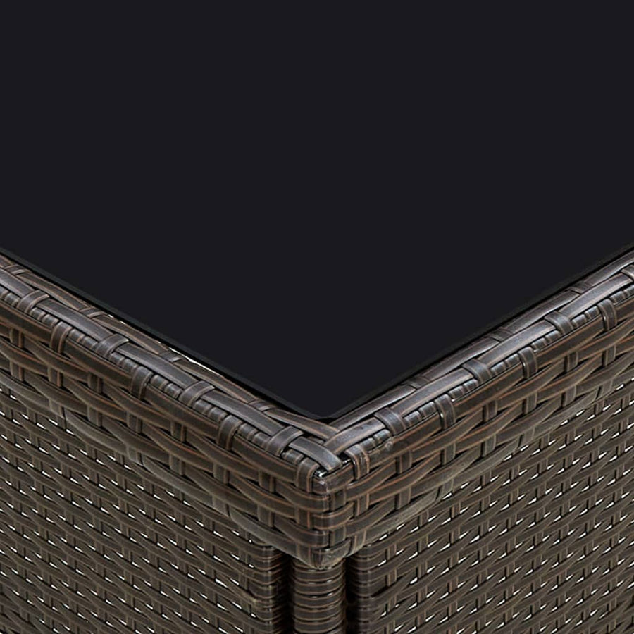 Tuintafel Poly Rattan En Glas Bruin 1