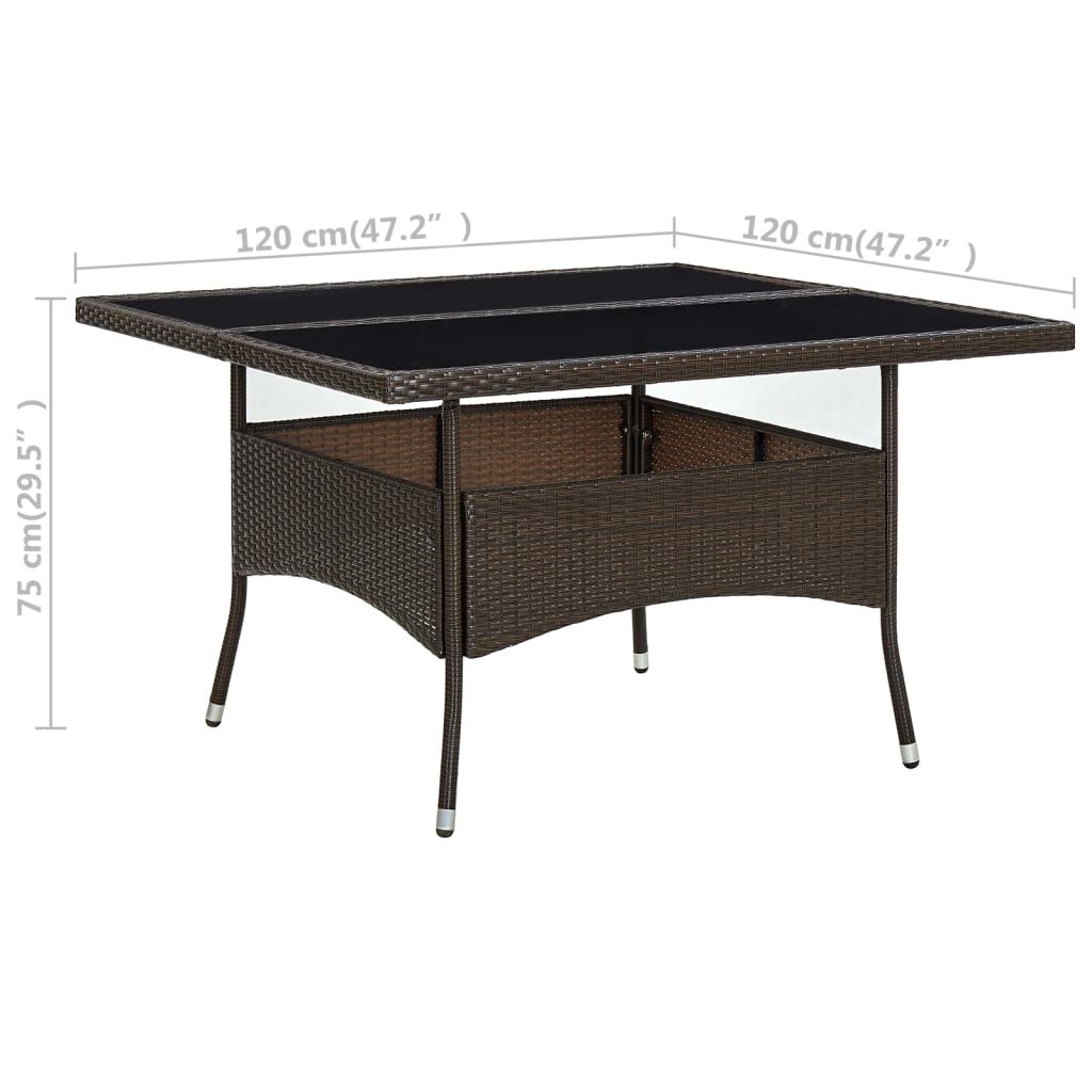 Tuintafel Poly Rattan En Glas Bruin 1