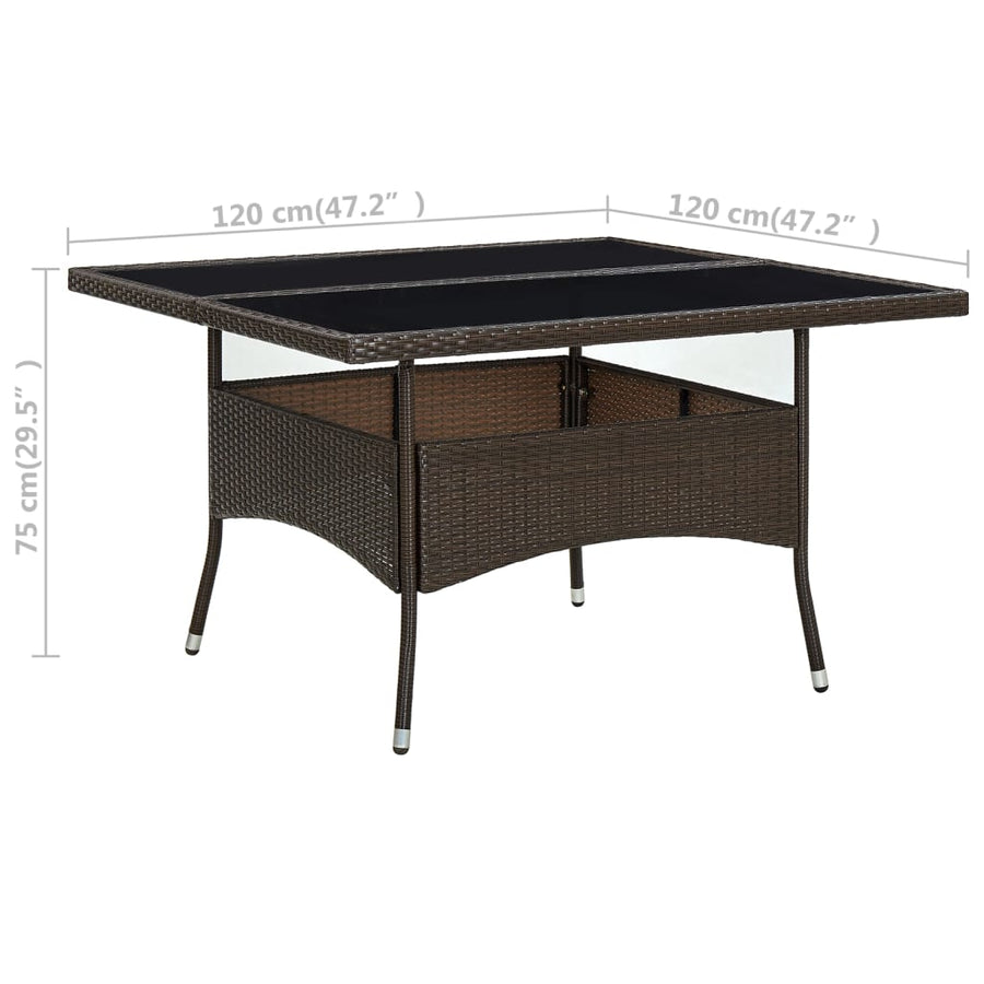 Tuintafel Poly Rattan En Glas Bruin 1