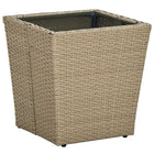 Salontafel 41,5x41,5x44 cm poly rattan gehard glas beige