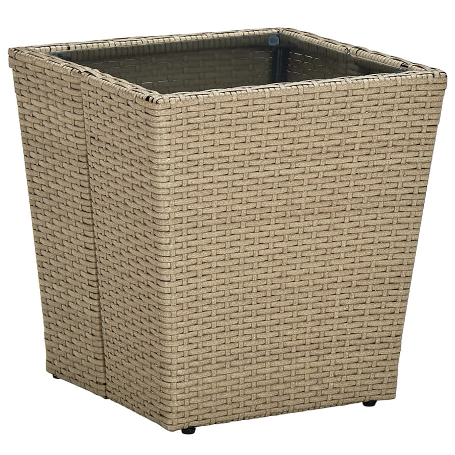 Salontafel 4,5X4,5X44 Cm Poly Rattan En Gehard Beige Glas
