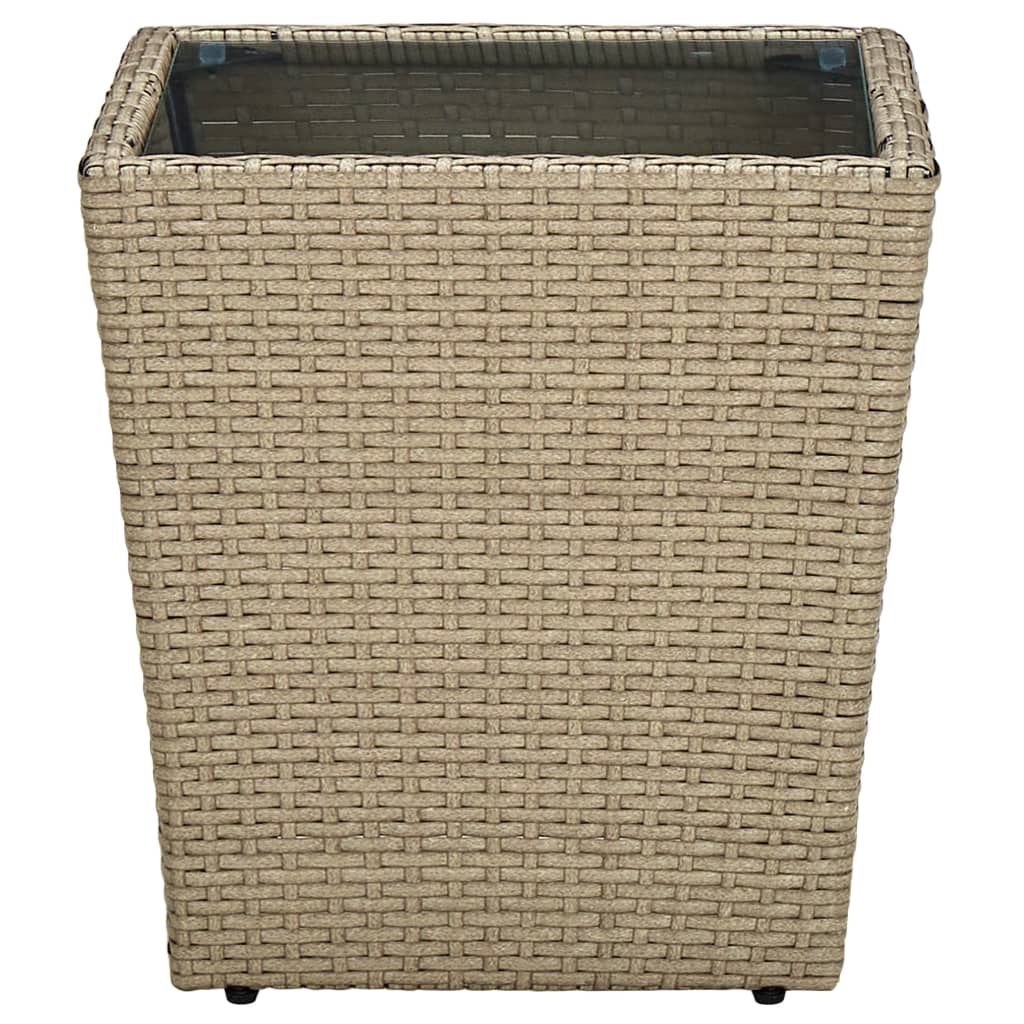 Salontafel 4,5X4,5X44 Cm Poly Rattan En Gehard Beige Glas