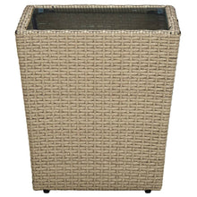 Salontafel 4,5X4,5X44 Cm Poly Rattan En Gehard Beige Glas