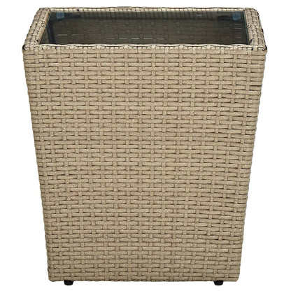 Salontafel 4,5X4,5X44 Cm Poly Rattan En Gehard Beige Glas