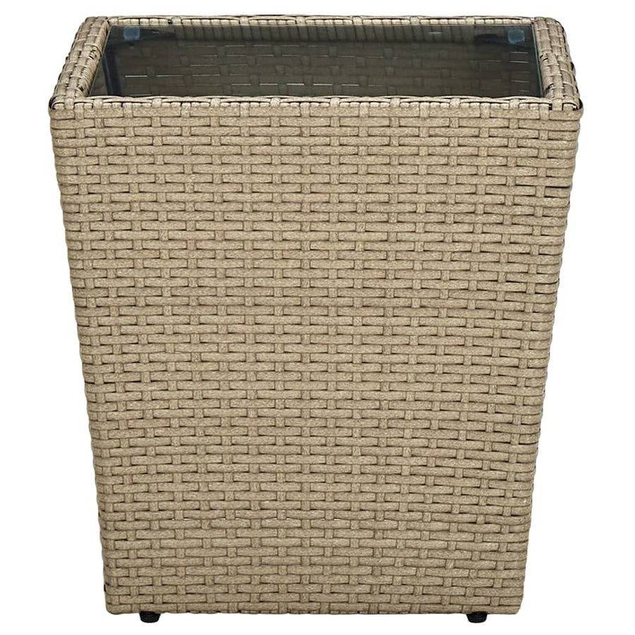 Salontafel 4,5X4,5X44 Cm Poly Rattan En Gehard Beige Glas