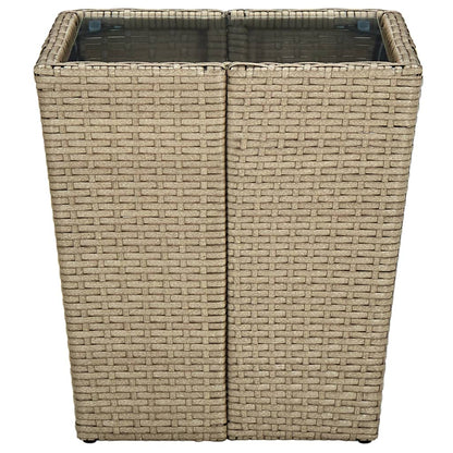 Salontafel 4,5X4,5X44 Cm Poly Rattan En Gehard Beige Glas