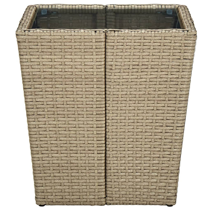 Salontafel 4,5X4,5X44 Cm Poly Rattan En Gehard Beige Glas