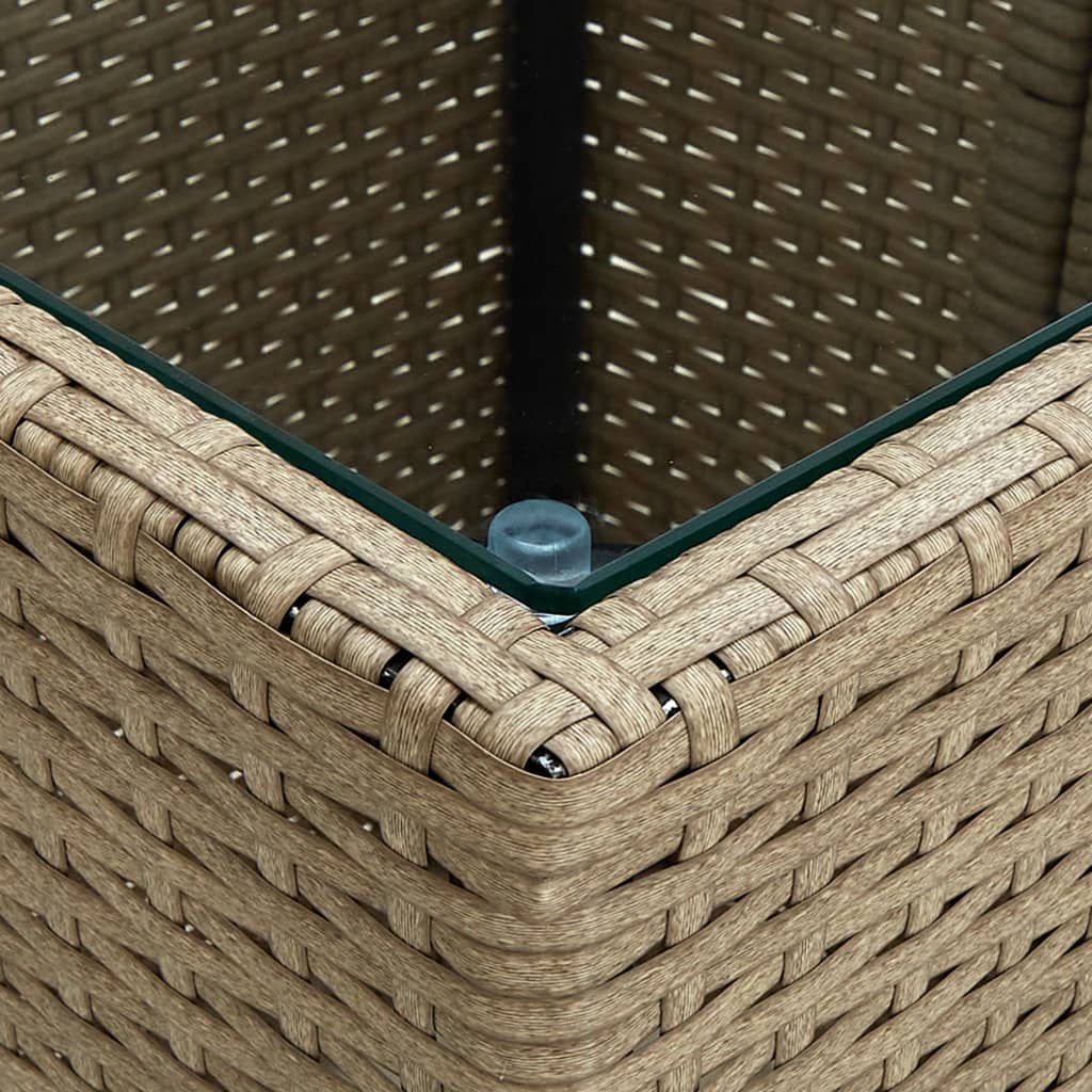 Salontafel 4,5X4,5X44 Cm Poly Rattan En Gehard Beige Glas